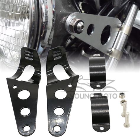 38 51mm Motorcycle Headlight Lamp Bracket Mount Fork Black Universal