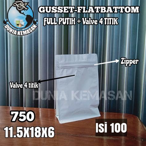 Jual Isi 100 Flatbottom Super Putih 750gr Kemasan Kopi Plastik Valve