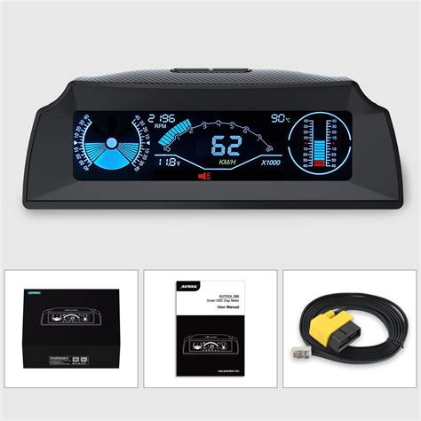 AUTOOL X90 GPS OBD2 Slope Meter Inclinometer Car Compass HUD Pitch Tilt