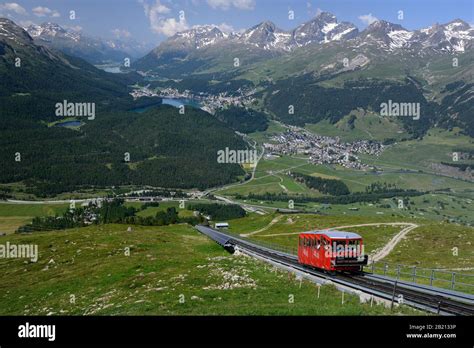 Funicular Muottas Muragl With View Of Celerina And St Moritz Engadine