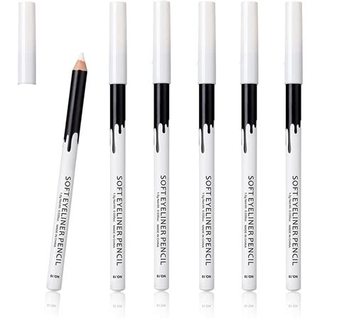 Kaiqikaixi 6 White Eyeliner Pencils Professional Use As Highlighter Soft Waterproof Long