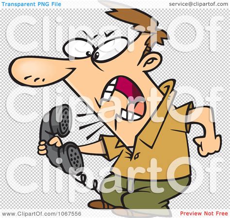 Clipart Irate Man Screaming Into The Phone Royalty Free Vector