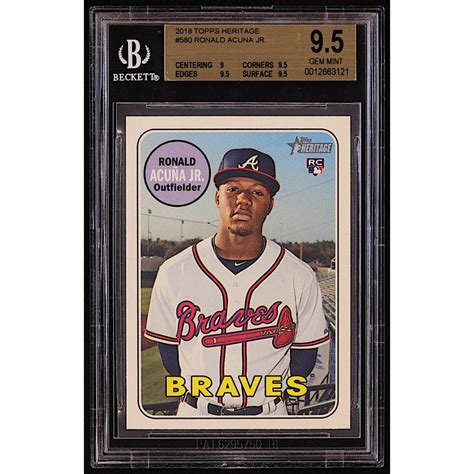 Ronald Acuna Jr 2018 Topps Heritage 580 RC BGS 9 5 Pristine Auction