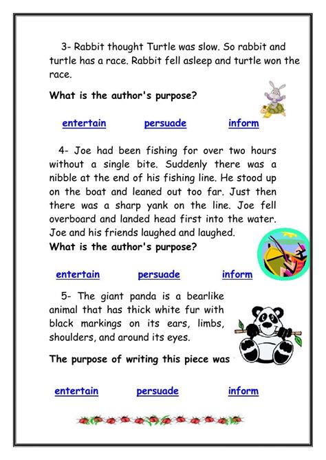 Authors Purpose Worksheet 4 Reading Activity Worksheets Library