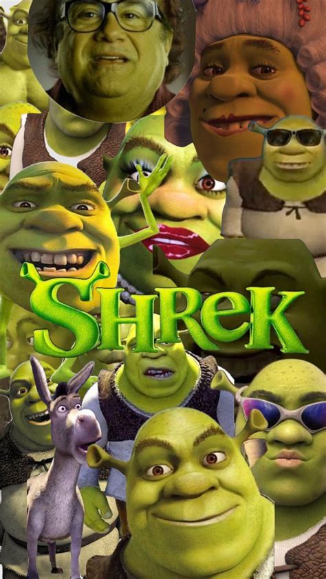 an animated movie poster with the characters from shrek, including two ...