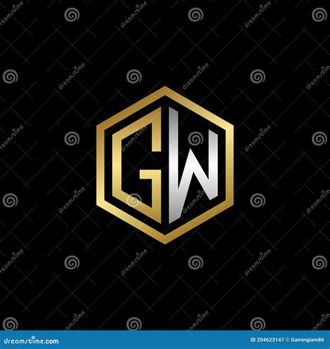 Vector Graphic Initials Letter Gw Logo Design Template Stock Vector