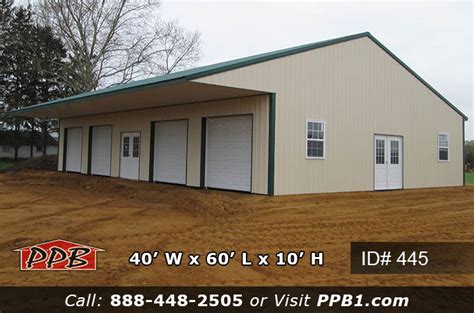 445 Pole Barn With Truss Offset Overhang 40x60x10 Pioneer Pole Buildings Inc