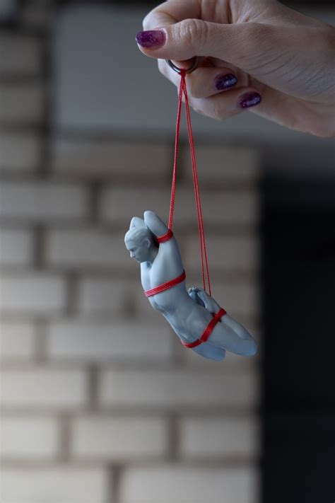 Shibari Figurine Of A Man In Red Ropes Statuette Bondage Etsy