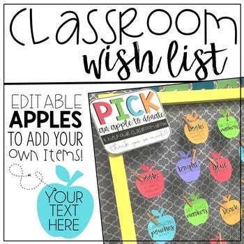 Classroom Wish List Freebie {Editable} by Teach Create Motivate | TPT