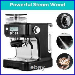 Black Espresso Machine with Grinder Coffee Maker With LCD Display ...