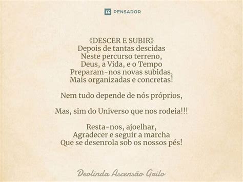 Descer E Subir》 Depois De Tantas Deolinda Ascensão Grilo Pensador