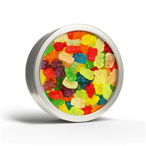 12 Colors / Flavors Gummy Bears, Round Tin by the pound or in bulk ...