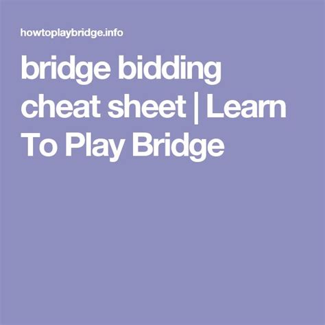 Beginners Printable Beginners Bridge Cheat Sheet