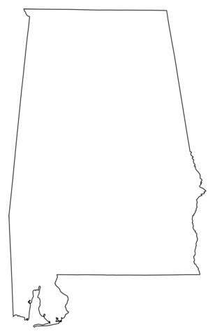 Outline Map of Alabama coloring page | Free Printable Coloring Pages