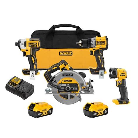 Dewalt 20v Max Cordless 4 Tool Combo Kit With 2 50ah Batteries And Charger Dck447p2 The