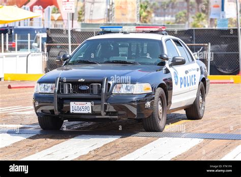 Santa Monica Police Car Parked In Front Of A Pier Stock Photo Alamy