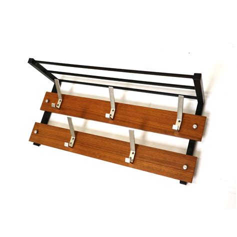 Vintage wall coat rack with hat rack, 1960s | #171512