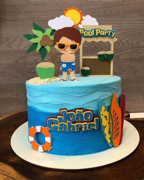 Pin On Cumplea Os Playero O Piscina Pool Party Cakes Pool Birthday