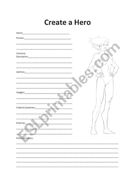 Create A Hero Esl Worksheet By Meex