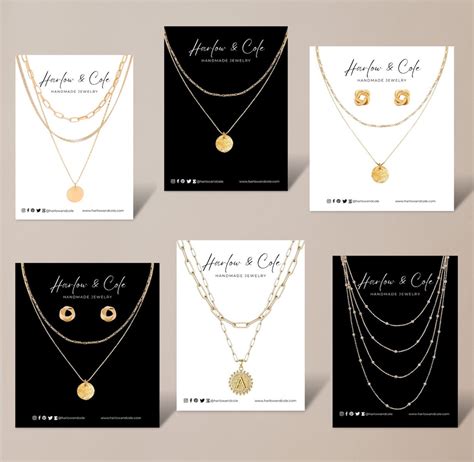 Necklace Display Card Template Set Printable Necklace Cards Logo