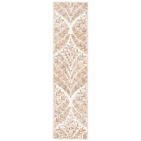 SAFAVIEH Capri Ivory Brown 2 Ft X 9 Ft Geometric Leaf Runner Rug