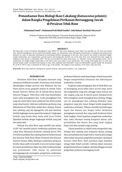 PDF 610a0 Pemanfaatan Data Biologi Ikan Cakalang Katsuwonus Pelamis