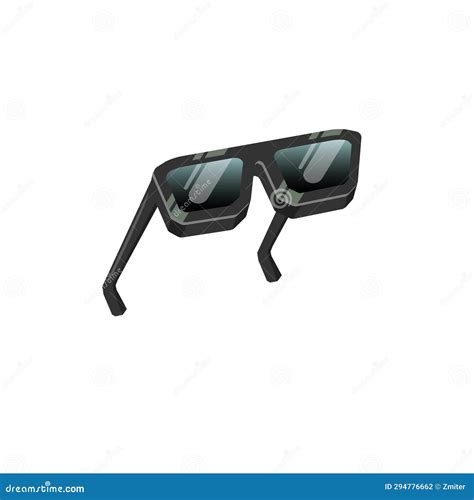 Black Sunglasses with Black Lens Isolated on White Background. Cartoon ...