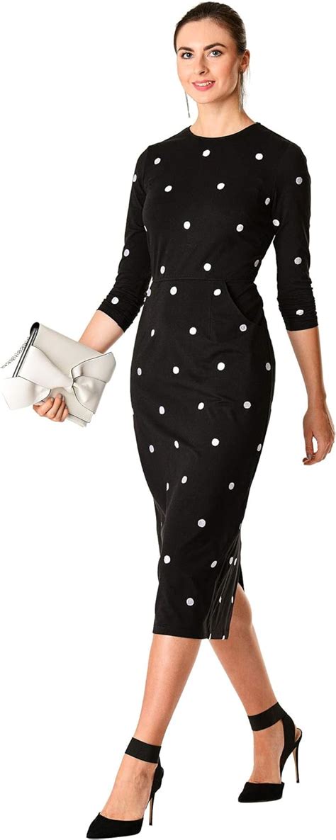 Eshakti Fx Embellished Polka Dot Cotton Knit Sheath Dress Xl 16 Black