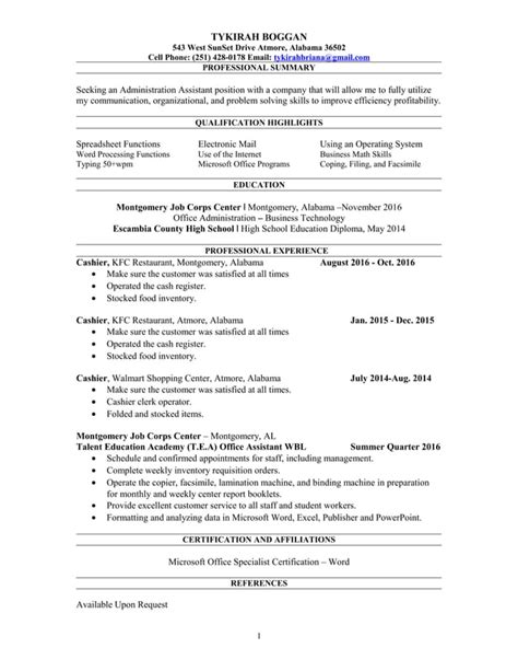 Tykirah Boggan Resume Pdf