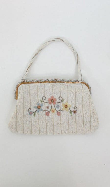 S Llewellyn Hand Made In France Beaded Floral Evening Bag At