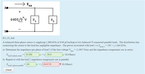 Solved A Balanced Three Phase Source Is Supplying Chegg