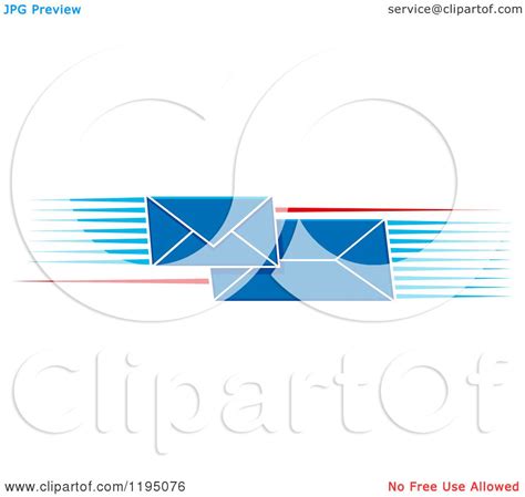 Clipart Of Blue Envelopes With Speed Lines Royalty Free Vector