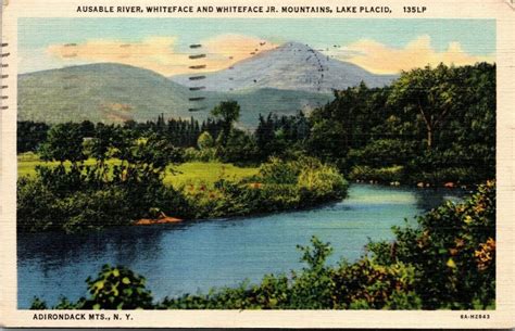 Vtg Lake Placid New York Ny Ausable River Whiteface Mountains S