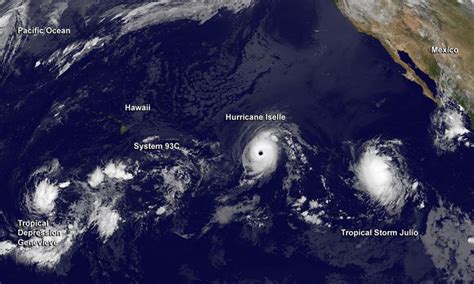 Satellite view of a hyperactive Eastern and Central Pacific Ocean