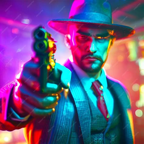 Premium Ai Image Cyberpunk Gangster Mafia Coll Face Man Wallpaper