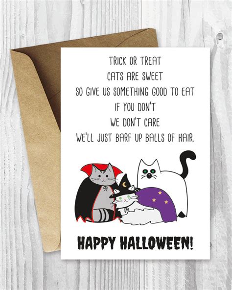 Halloween Cards Funny Halloween Cats Printable Cards - Etsy