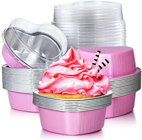 Aluminum Foil Cake Pan Heart Shaped Cupcake Cup wi... – Grandado