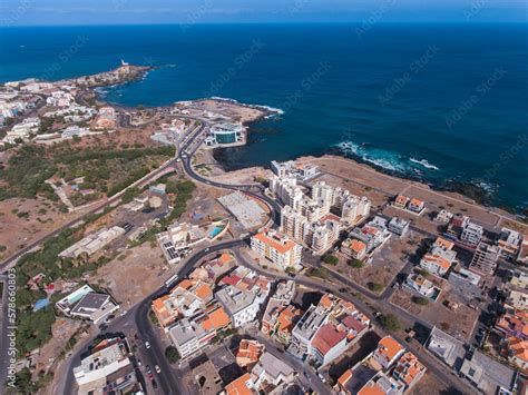 aerial   praia  capital city  santiago island cabo verde