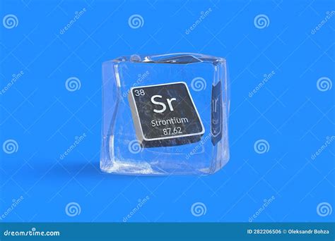 Strontium Sr Chemical Element Of Periodic Table In Ice Cube Symbol Of