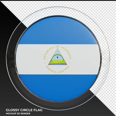 Premium PSD Nicaragua Realistic 3d Textured Glossy Circle Flag