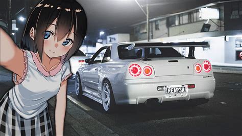 White Cars Smiling Gtr R Jdm Anime Girls Anime Selfies