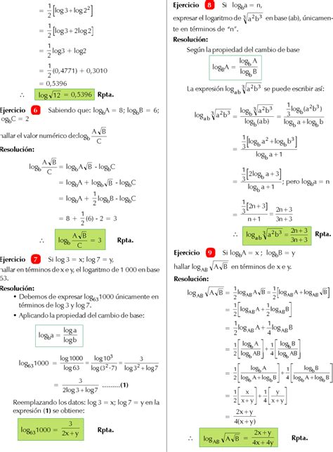 PROPIEDADES DE LOGARITMOS EJEMPLOS Y EJERCICIOS RESUELTOS