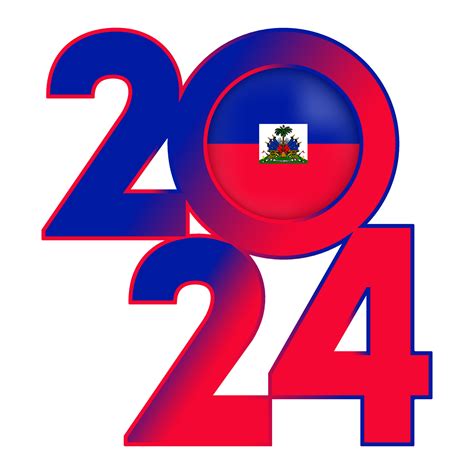 Happy New Year 2024 Banner With Haiti Flag Inside Vector Illustration