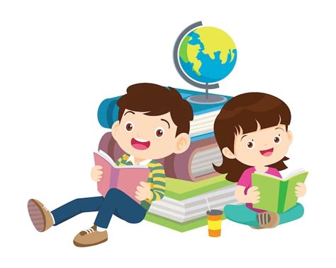 Premium Vector | Happy children reading book back to school concept ...