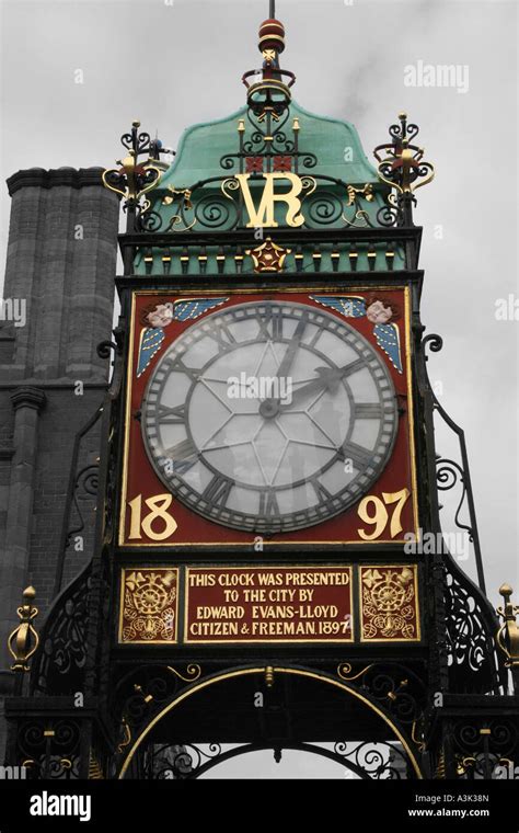 eastgate clock chester city centre stock photo alamy