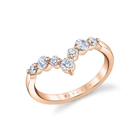 Round Curved Diamond Wedding Ring - Sylvie Jewelry