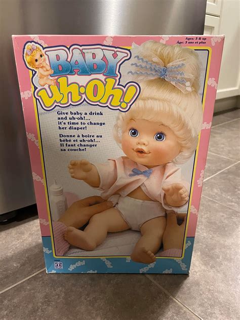 Vintage Hasbro 1990 Baby Uh Oh Drink Wet Baby Doll In Diaper Etsy