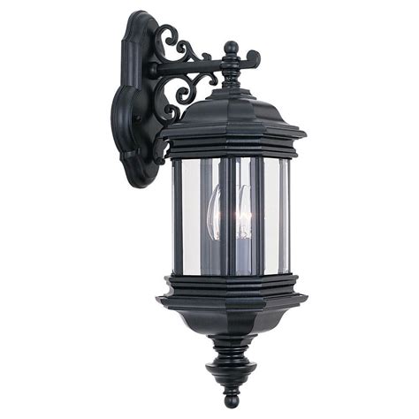 Sea Gull Lighting 2 Light Black Outdoor Wall Lantern The Home Depot Canada