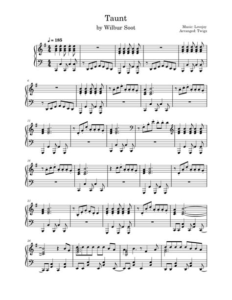 Taunt Lovejoy Sheet Music For Piano Solo