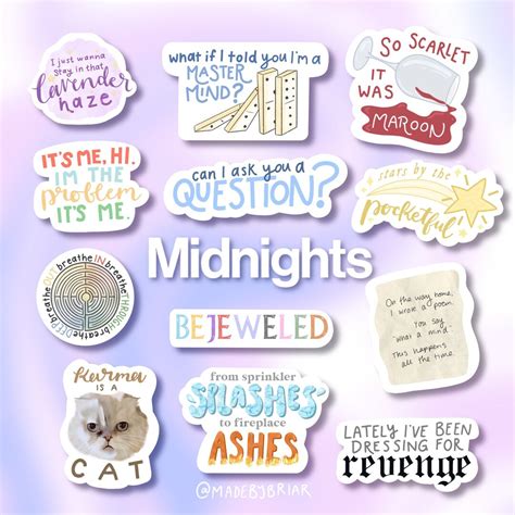 Taylor Swift Midnight Stickers Midnights Album Stickers Etsy